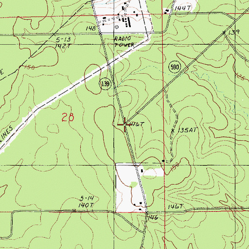 Topographic Map of Causey (historical), LA