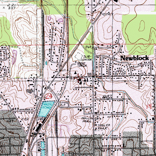 Topographic Map of Cherry Ridge Baptist Church, LA