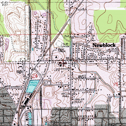 Topographic Map of Cherry Ridge Christian School, LA