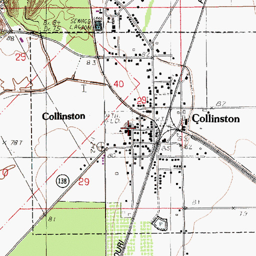 Topographic Map of Collinston Elementary School (historical), LA