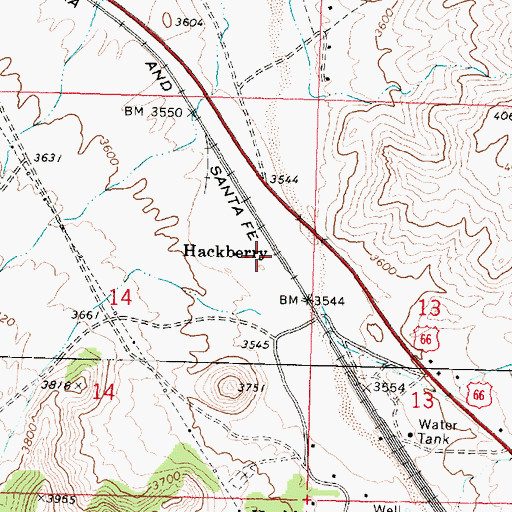 Topographic Map of Hackberry, AZ