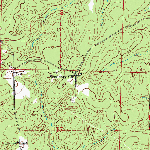 Topographic Map of Seminary Church, AR