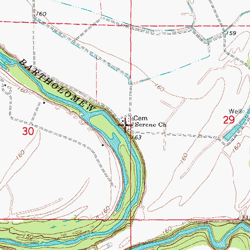 Topographic Map of Serene Church, AR