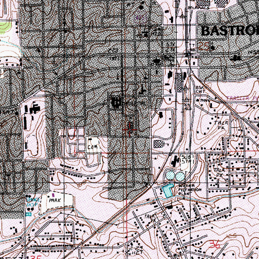 Topographic Map of South Side Elementary School, LA