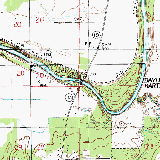Topographic Map of Wards Ferry (historical), LA