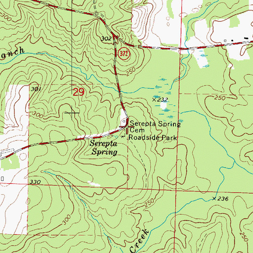 Topographic Map of Serepta Spring Cemetery, AR