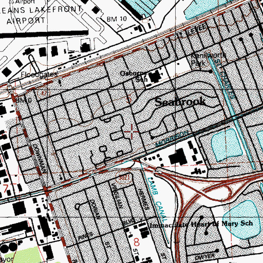 Topographic Map of Lakefront Arena, LA