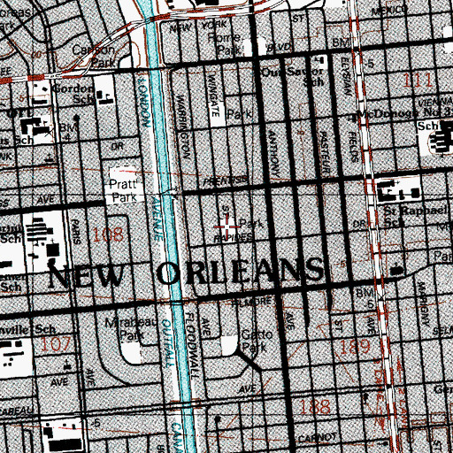 Topographic Map of Buddy Deuterive Park, LA