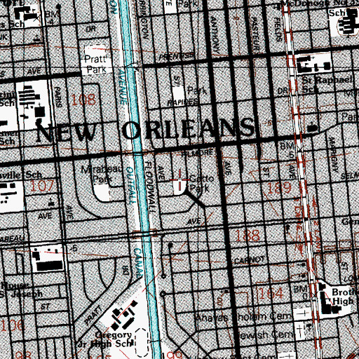 Topographic Map of Gatto Park, LA