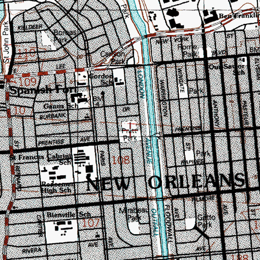 Topographic Map of Pratt Park, LA