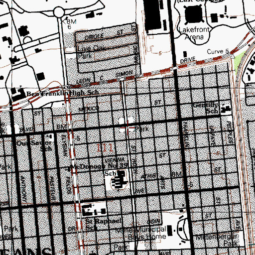 Topographic Map of Rome Park, LA