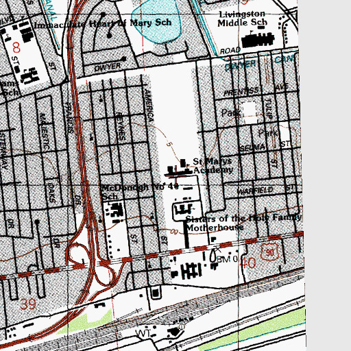 Topographic Map of Saint Mary's Academy School, LA