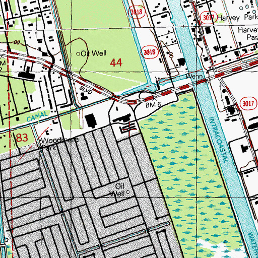 Topographic Map of Woodmere Square, LA