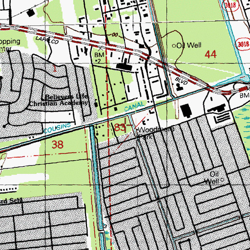 Topographic Map of Woodmere Park, LA