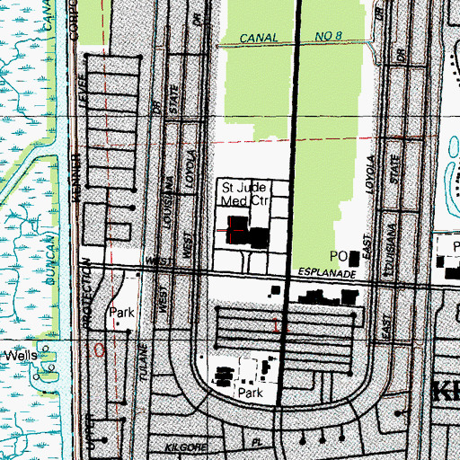 Topographic Map of Ochsner Medical Center Kenner, LA
