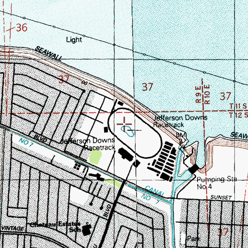 Topographic Map of Jefferson Downs Racetrack, LA