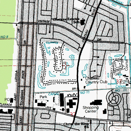 Topographic Map of Chateau Country Club, LA