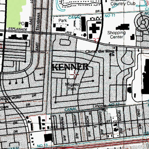 Topographic Map of Miguez Park, LA