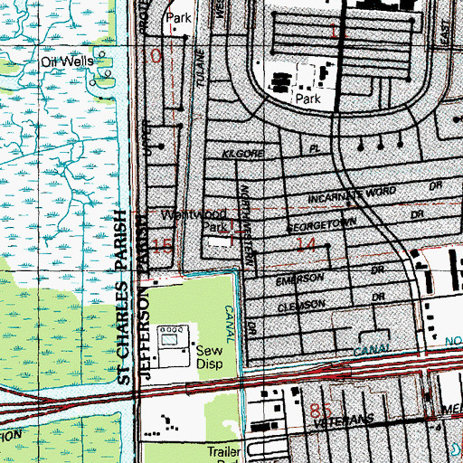 Topographic Map of Wentwood Park, LA