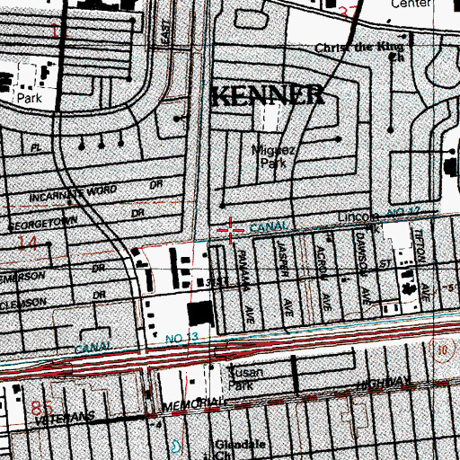 Topographic Map of Lincoln Park, LA