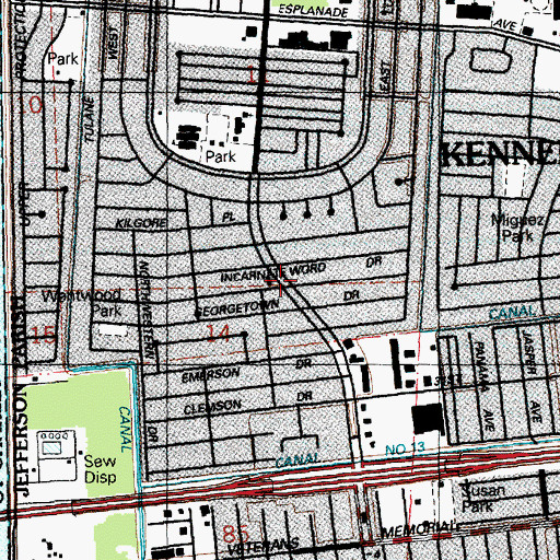 Topographic Map of University City Baptist Church, LA