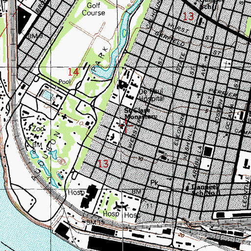Topographic Map of Saint Clares Monastery, LA