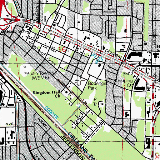 Topographic Map of Bodenger Park, LA