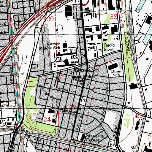 Topographic Map of Saint Philips School, LA