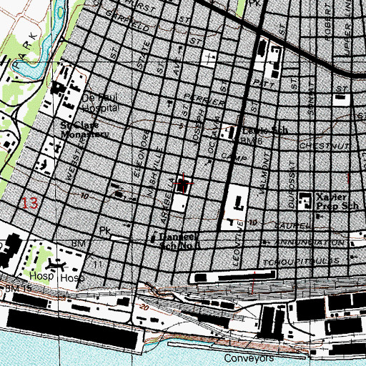 Topographic Map of Poydras Home for the Aged, LA