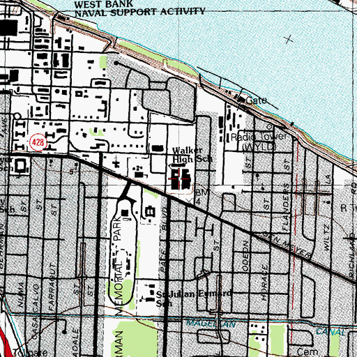 Topographic Map of Walker High School, LA