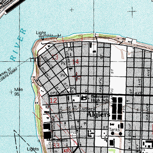 Topographic Map of Holy Name of Mary School, LA