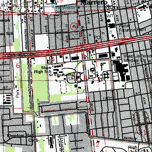 Topographic Map of Saint Elizabeths Church, LA
