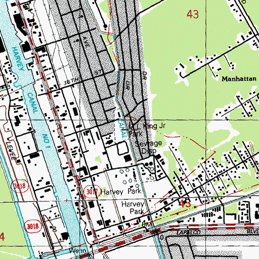 Topographic Map of Martin Luther King Junior Park, LA