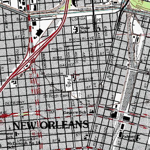 Topographic Map of Our Lady of the Sea School, LA