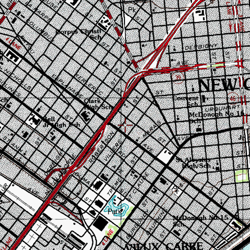 Topographic Map of Bell School, LA