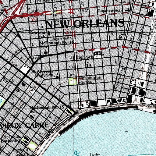 Topographic Map of Washington Square, LA