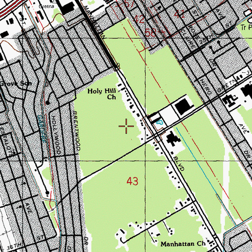 Topographic Map of Holy Hill Baptist Church, LA