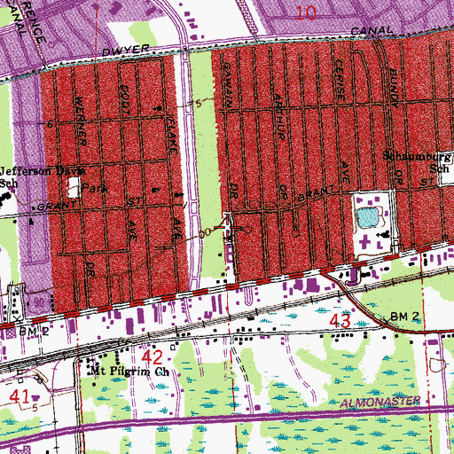 Topographic Map of New Orleans Adventist Academy, LA