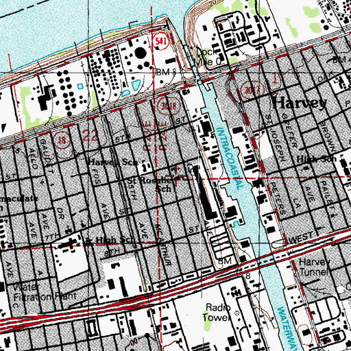 Topographic Map of Saint Rosalie School, LA