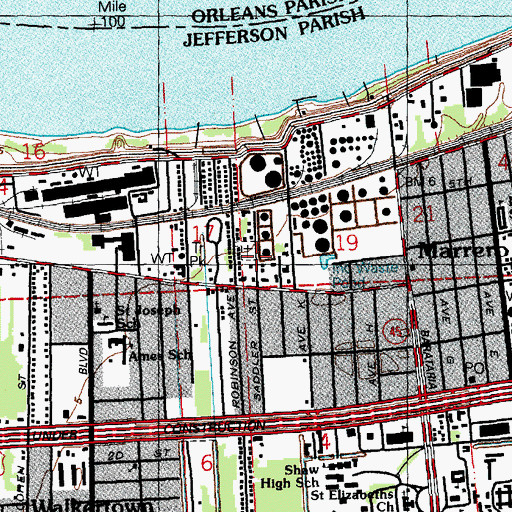 Topographic Map of Kingdom Hall Church, LA
