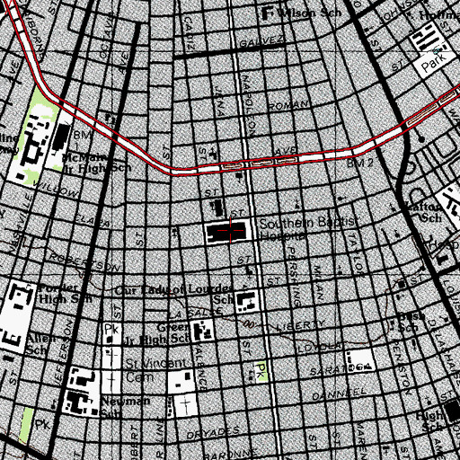 Topographic Map of Southern Baptist Hospital, LA