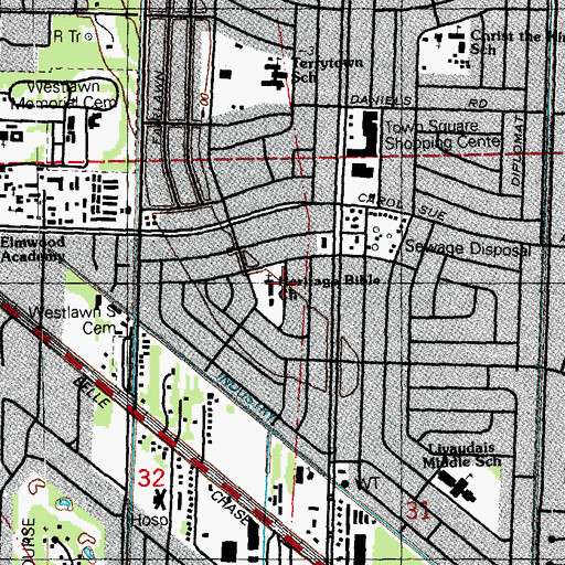 Topographic Map of Heritage Bible Church, LA