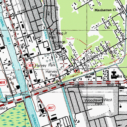 Topographic Map of Harvey Park, LA