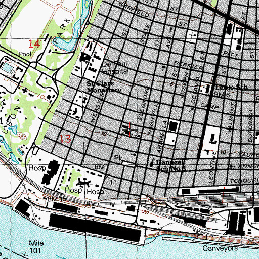 Topographic Map of Saint Francis Assisi School, LA