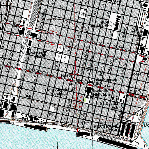 Topographic Map of United Medical Center, LA