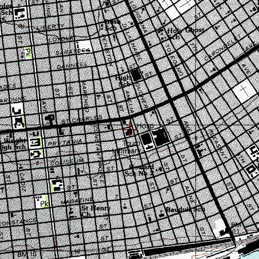 Topographic Map of Saint Charles General Hospital, LA