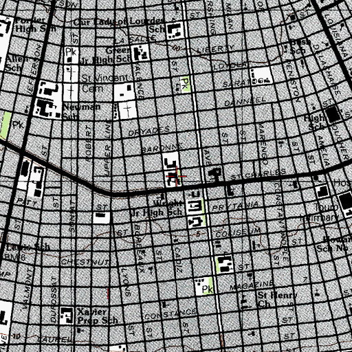 Topographic Map of Sacred Heart School, LA