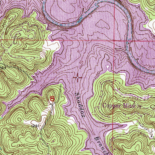 Topographic Map of Shaddox Branch, AR