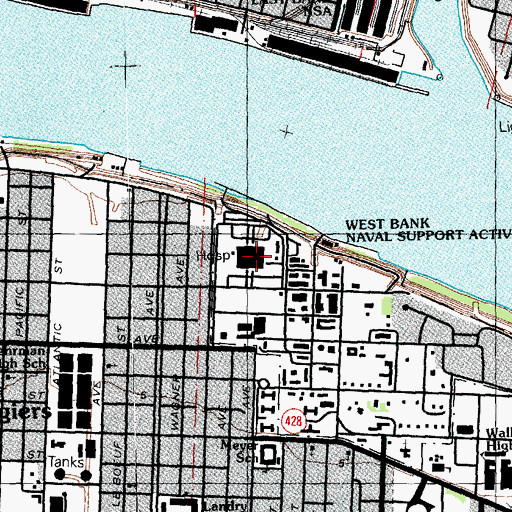 Topographic Map of F Edward Hebert Hospital, LA