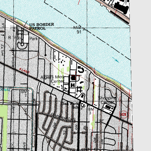 Topographic Map of Algiers Medical Center, LA